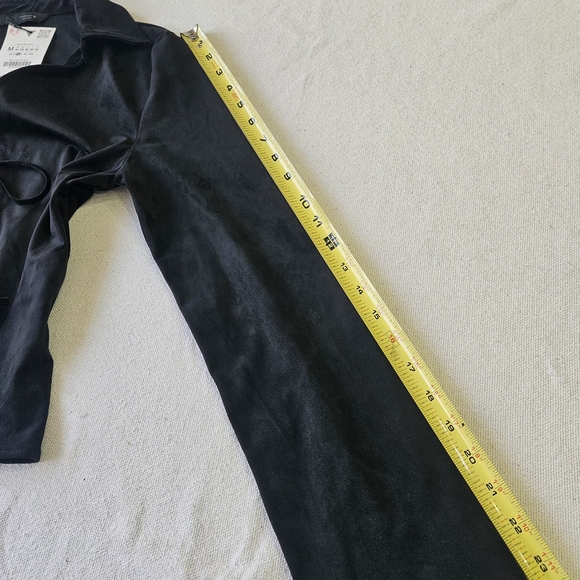 Zara Women Black Collared Long Sleeve Viscose Blazer Drawstring 90s Size M - Picture 7 of 10